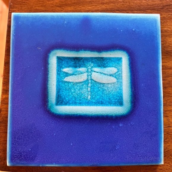 Michael Cohen Other - MICHAEL COHEN dragonfly Cobalt Blue Art Pottery Hot Plate Tile